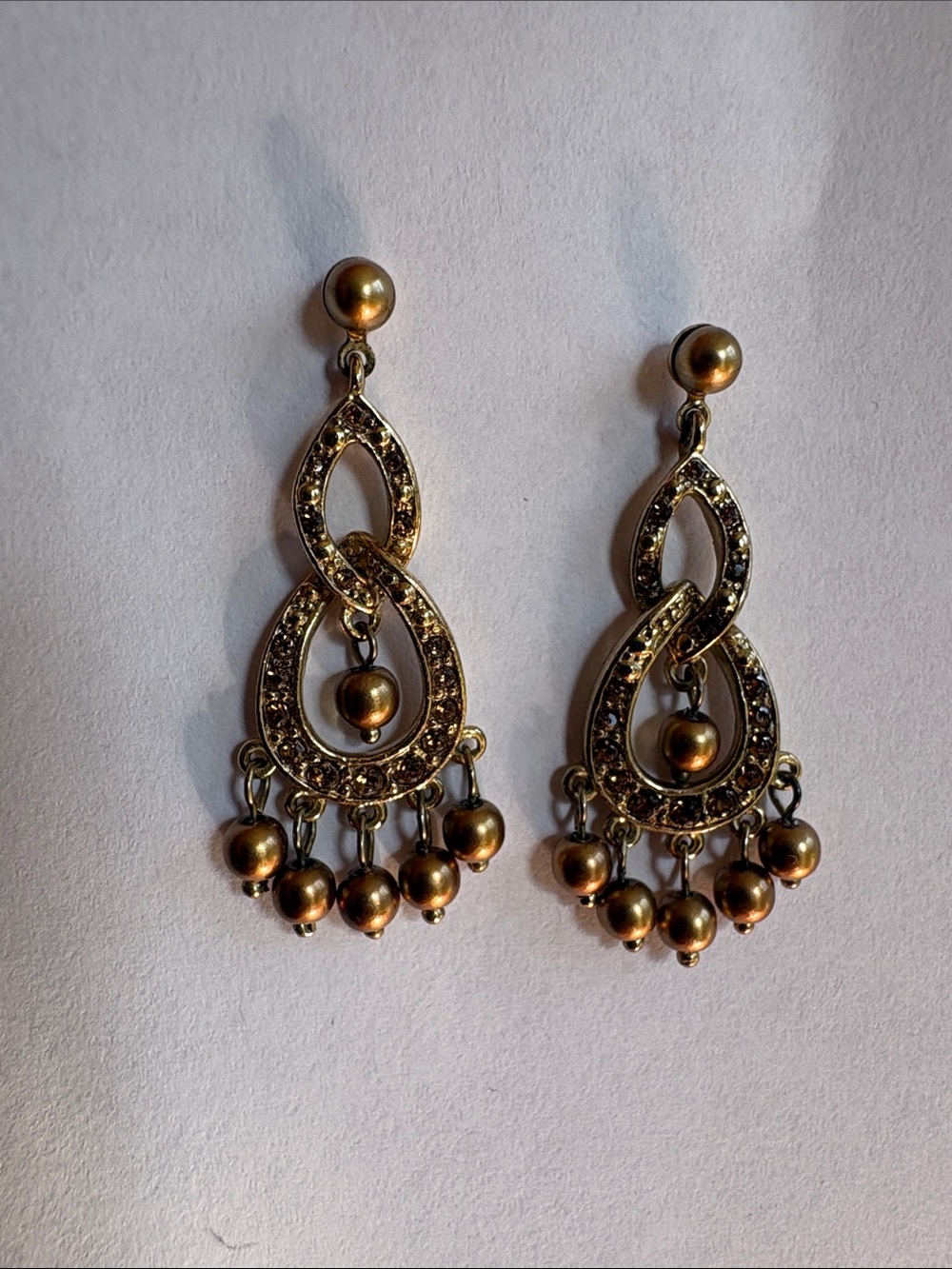 Gold-Tone Dangle Bead Chandelier Earrings